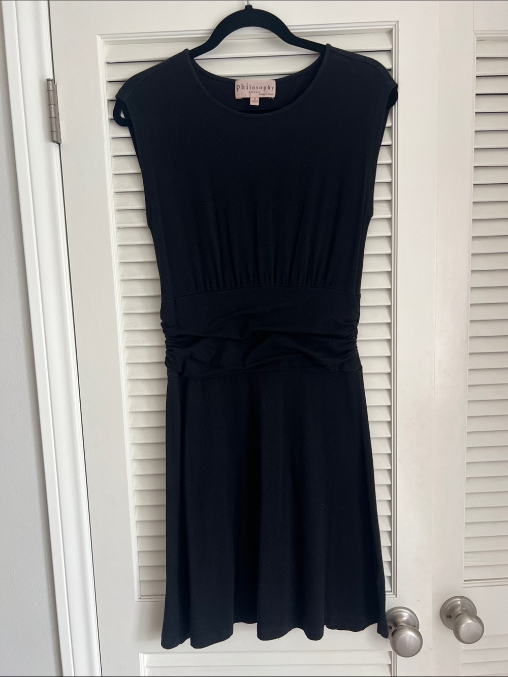 Philosophy Black Sleeveless Gathered Waist Mini Dress